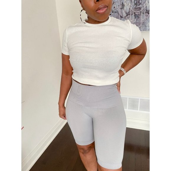 (NWT) "Hold Me Tight" Biker Shorts - Grey - Picture 2 of 3